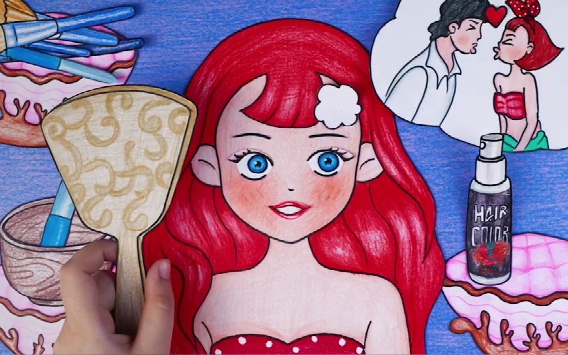 定格动画给小美人鱼化妆动漫