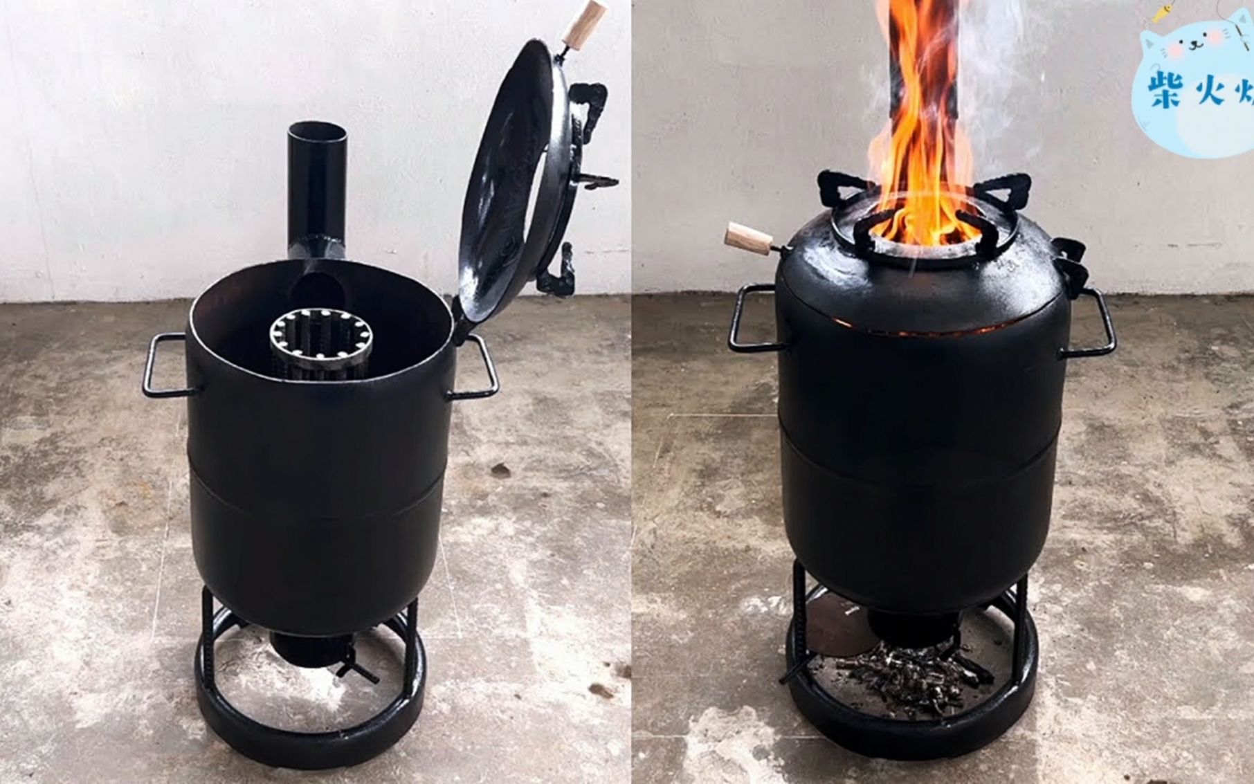 小型柴火炉制作图片