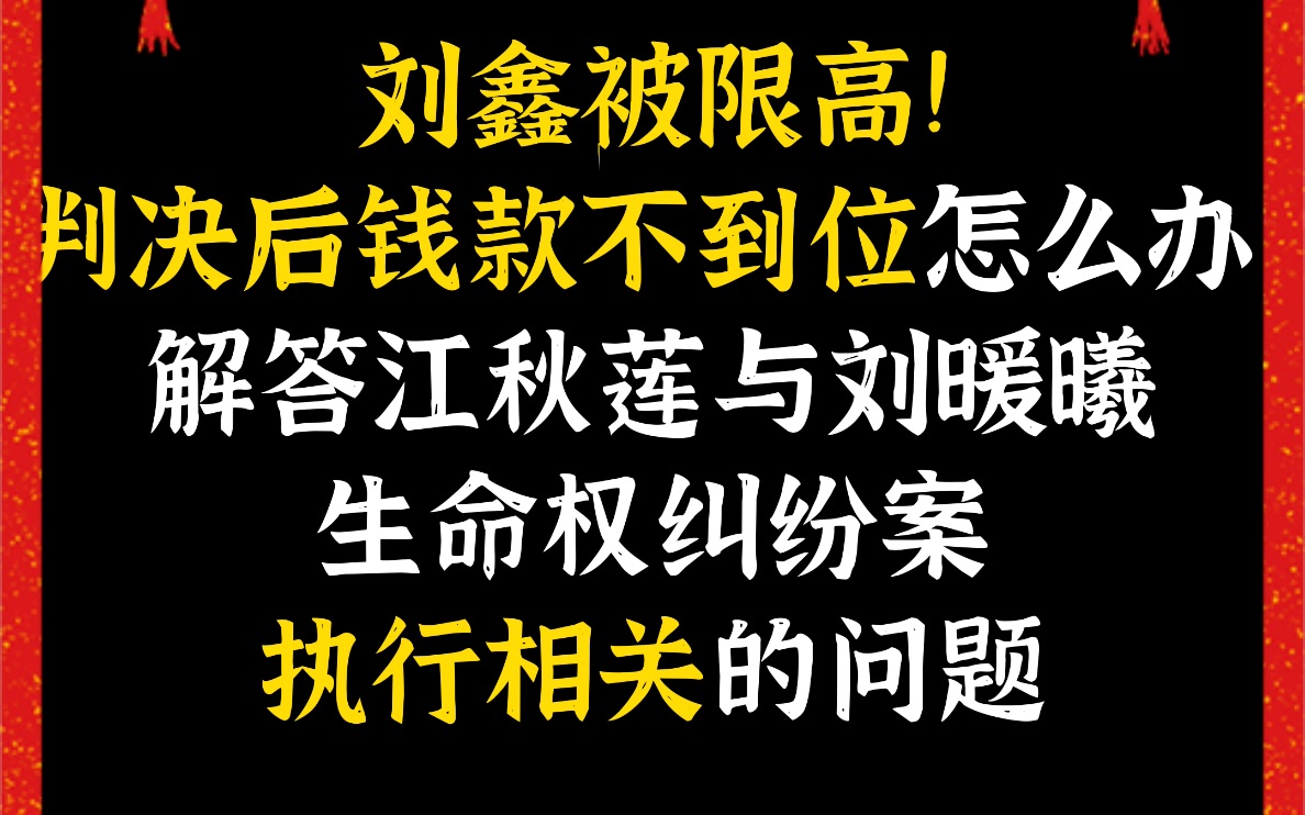 Vol.48 刘鑫被限高!判决后钱款不到位怎么办?解答“江秋莲与刘暖曦生命权纠纷案”执行相关的问题.初四迎灶神,祝各位:家宅兴旺,四季平安!哔哩...