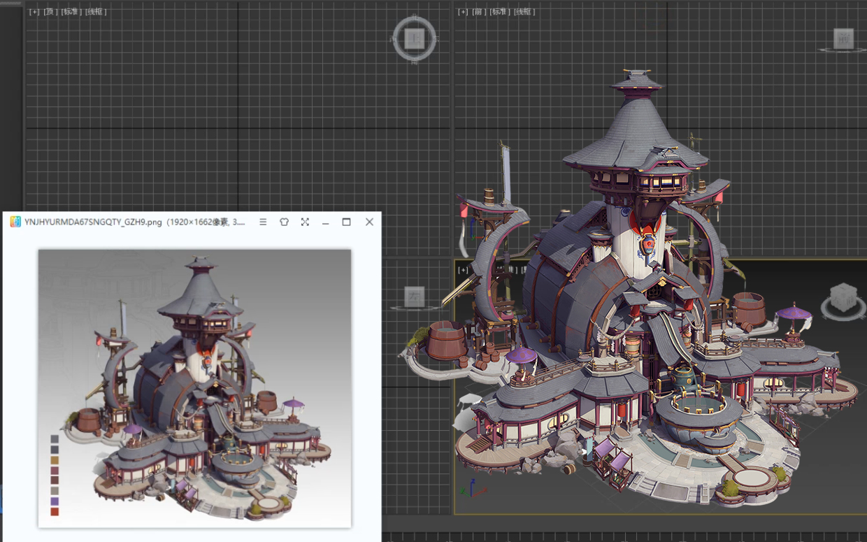 3d游戏场景建模建筑模型全流程讲解场景细化技巧