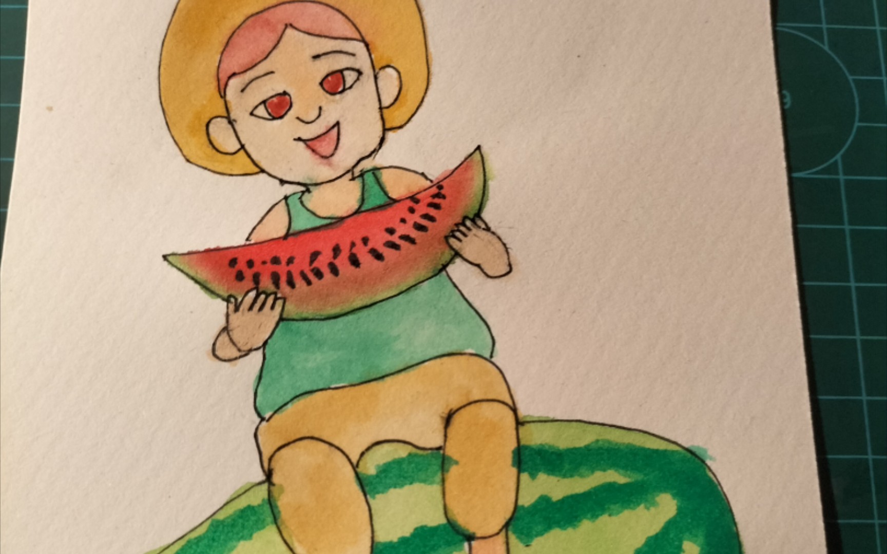 活动  学习画画第224天 吃西瓜的小孩