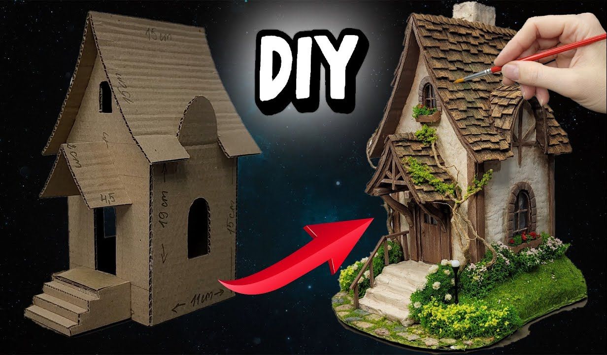 【微缩】如何用纸板制作一个童话屋的小夜灯 | diy hobby【治愈搬运】