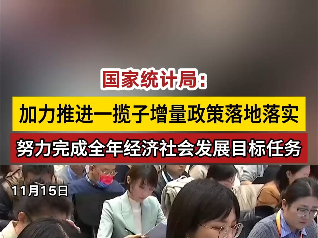 国家统计局:加力推进一揽子增量政策落地落实,努力完成全年经济社会发展目标任务丨一手哔哩哔哩bilibili