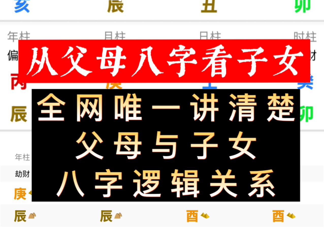 从父母八字看子女,全网唯一讲清楚父母子女八字间逻辑关系哔哩哔哩bilibili