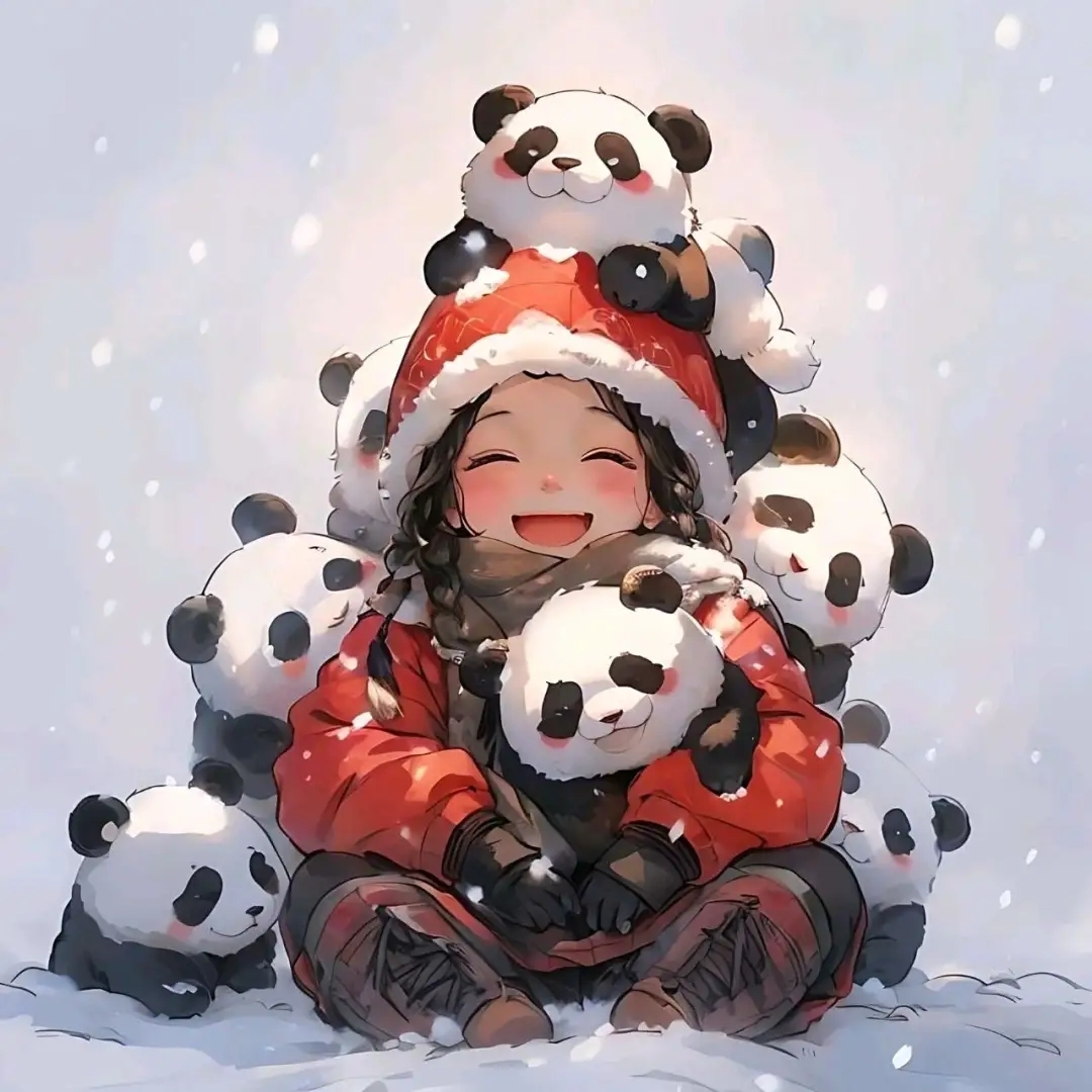 名画推荐,女孩与熊猫