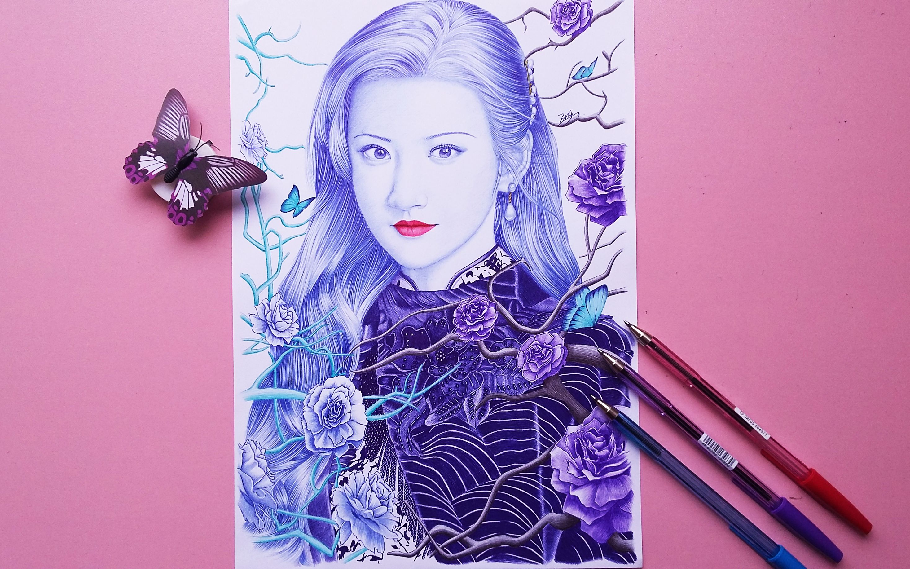 圆珠笔手绘 《司藤》景甜_哔哩哔哩 (゜-゜)つロ 干杯~-bilibili