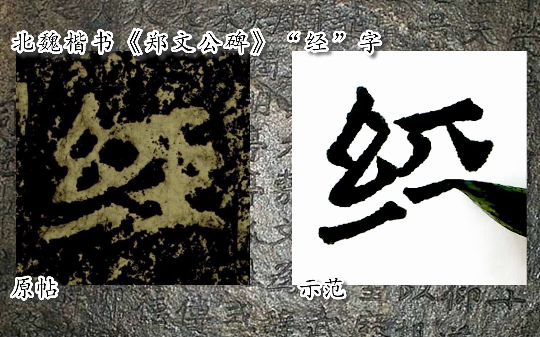 [图]【每日一字】书法视频，周东芬临北魏楷书《郑文公碑》“经”字