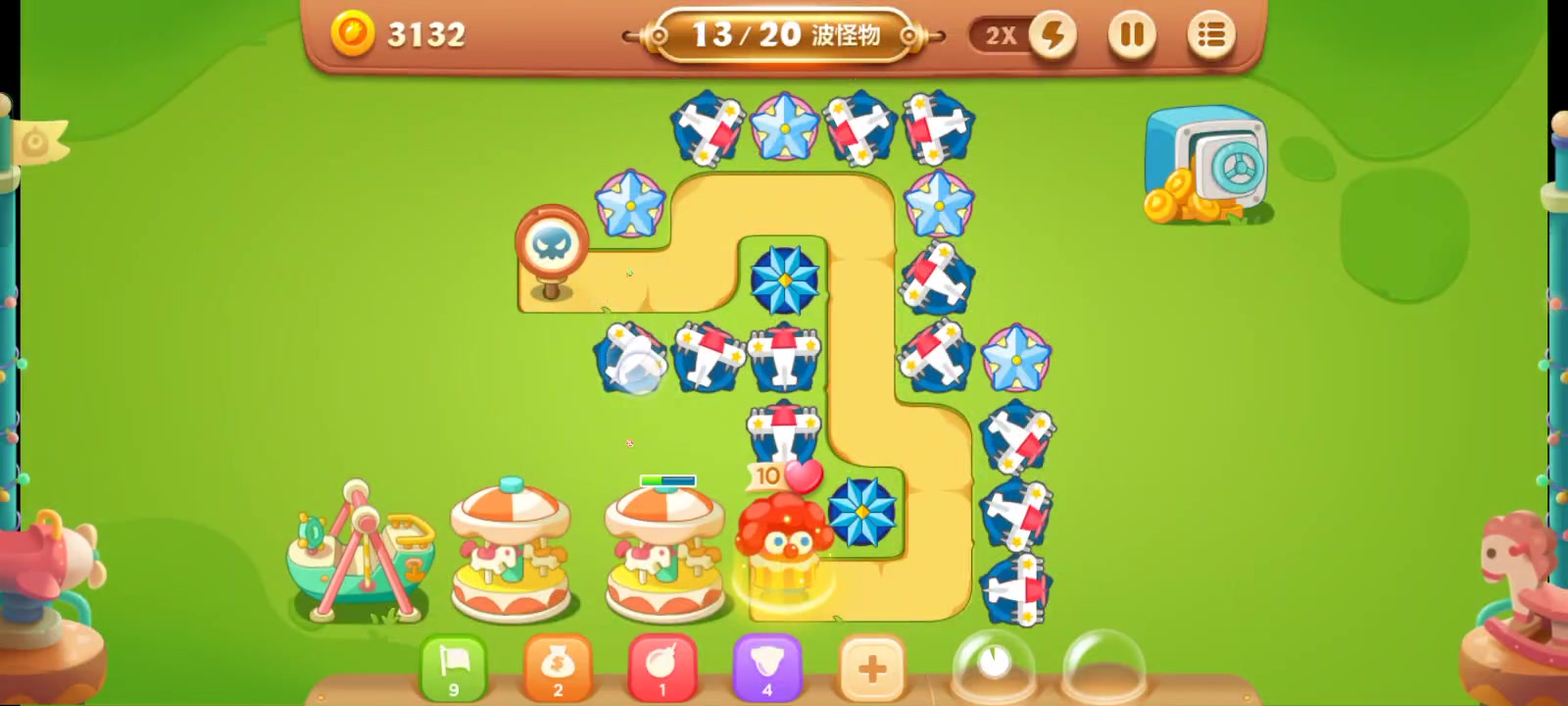保卫萝卜3游乐场第29关金萝卜