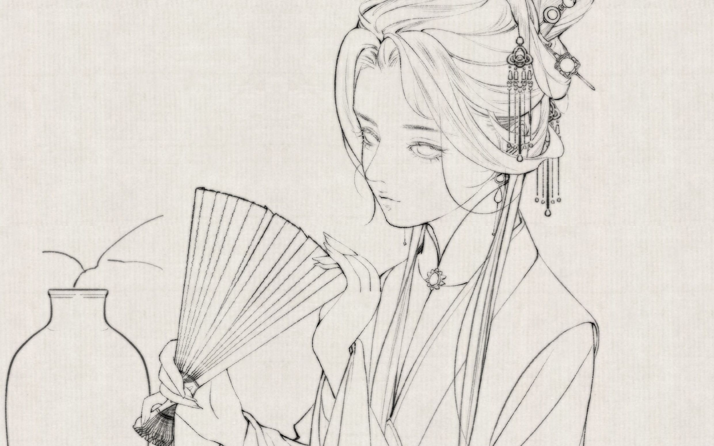 活动  【板绘】老喵插画——柳如是 线稿