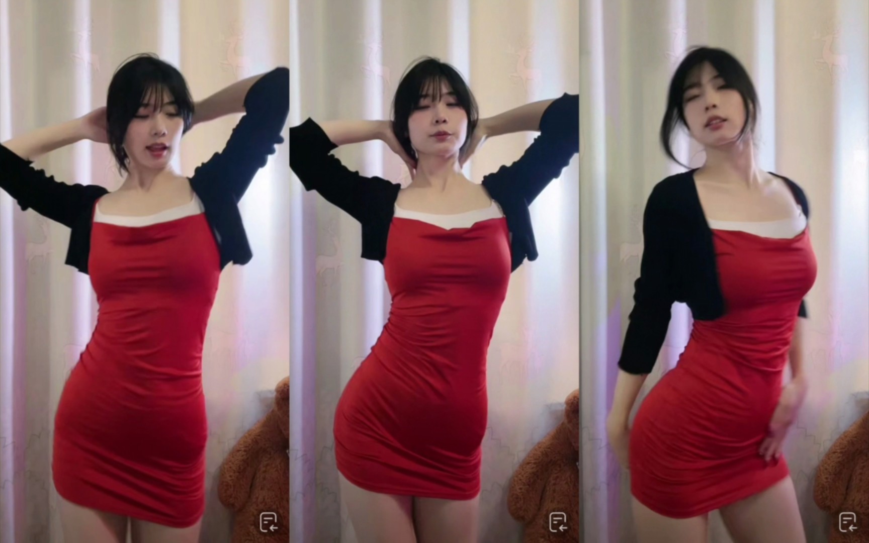 今天小红给大家来一段夜店摇,红衣包臀裙