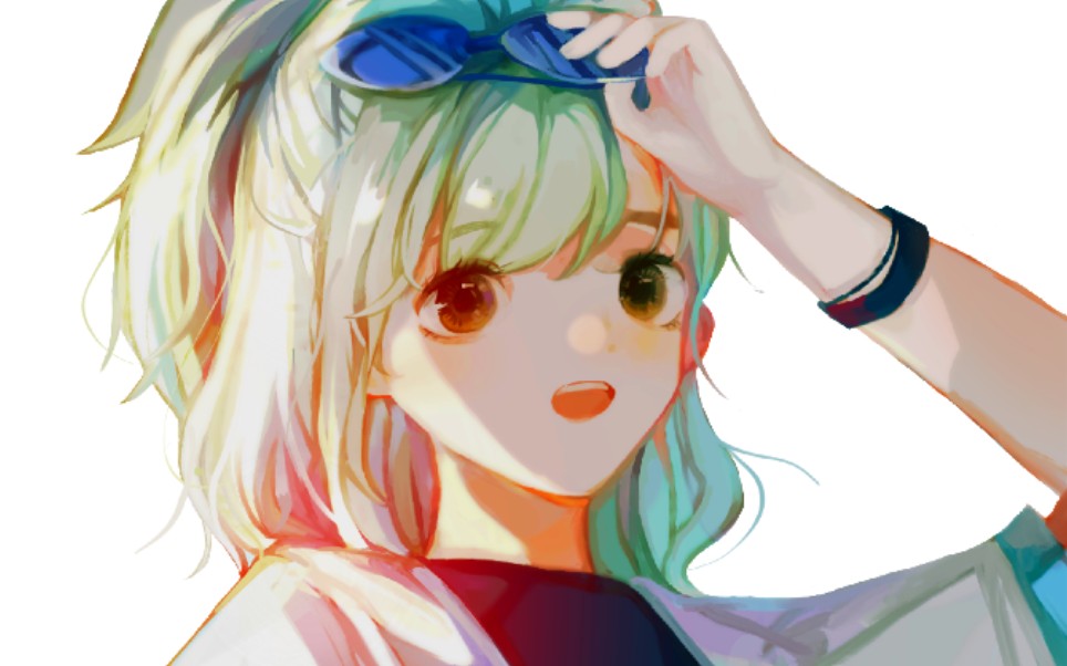 【指绘少女头像】是魔法,希望能被看到,彩虹发少女,其实是画的是绿发