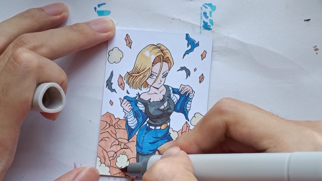 人造人十八号手绘过程