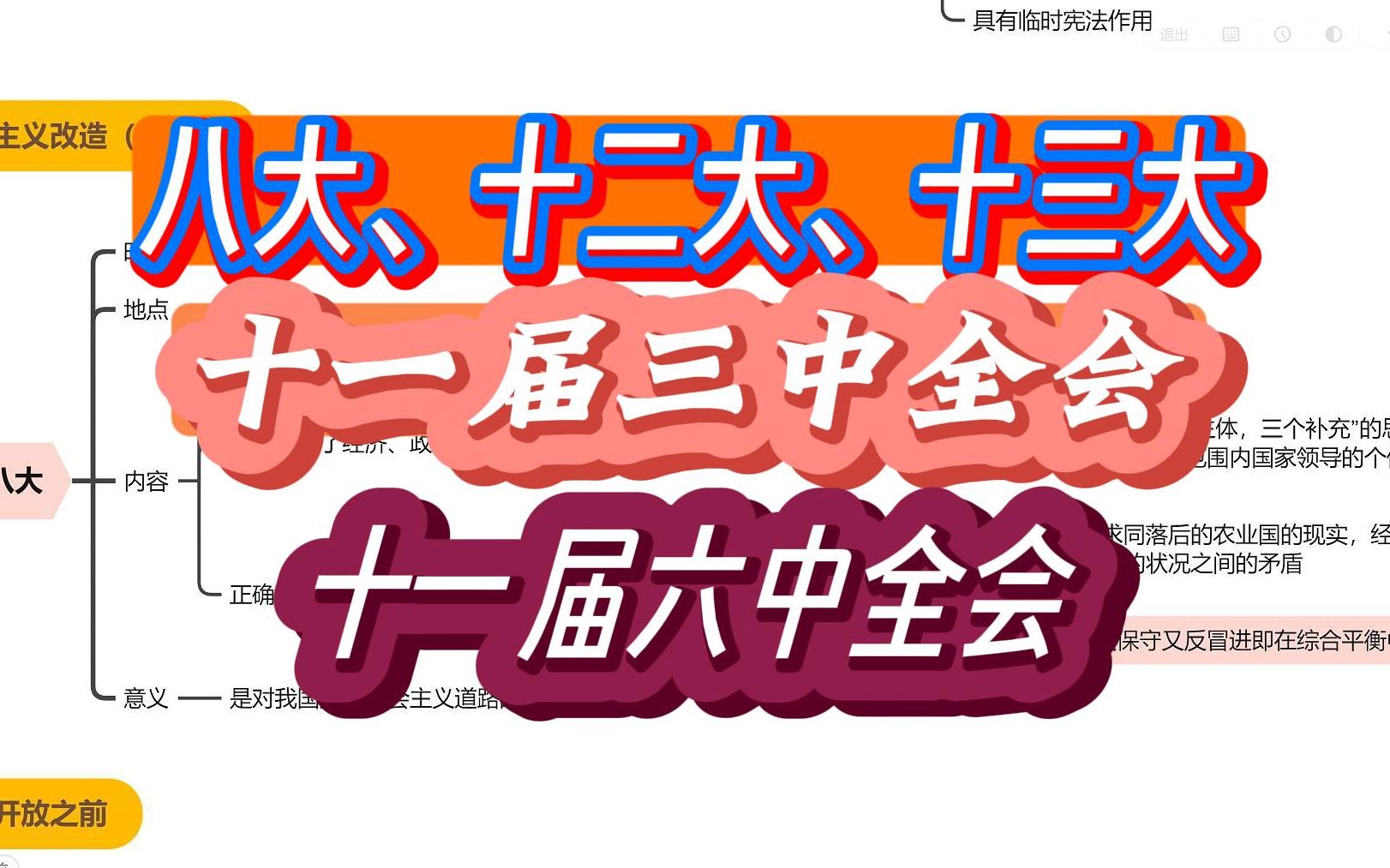 【十一届三中全会】、【十一届六中全会】、【八大】、【十二大】、【十三大】思维导图总结哔哩哔哩bilibili