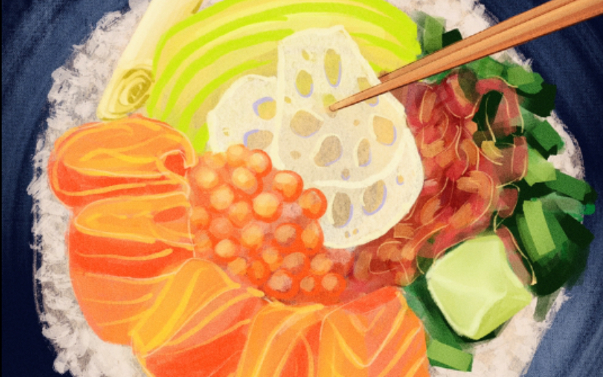 【procreate 绘画过程】隔离第16天,我想吃一份salmon sashimi dong