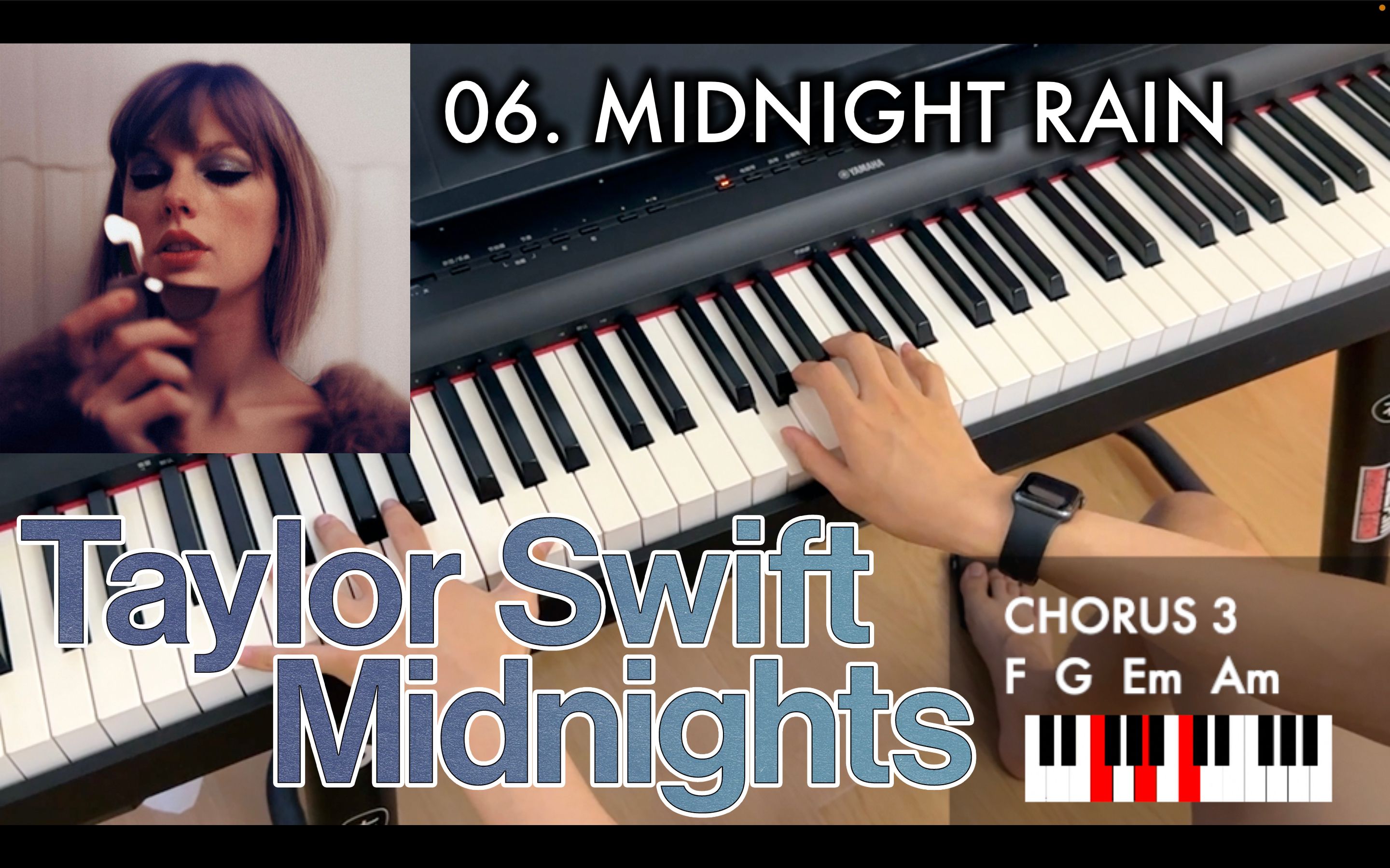 【教你弹唱 Midnight Rain 】Taylor Swift 新专钢琴伴唱 - 哔哩哔哩