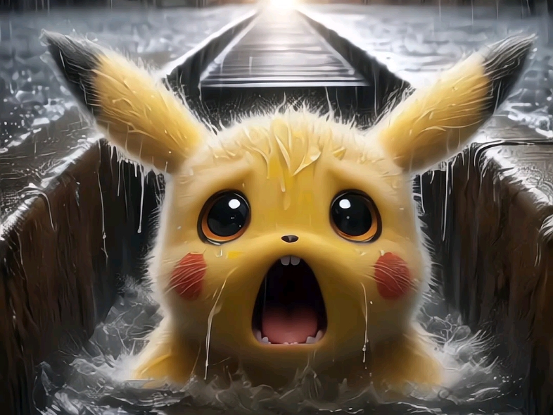 皮卡丘被大雨冲进了下水道#儿童动画 #二次元 #皮卡丘