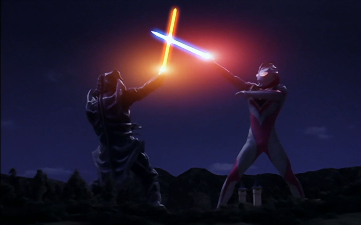 盖亚奥特曼中的光剑大战,据说这集特效经费爆炸_哔哩哔哩 (゜-゜)つロ