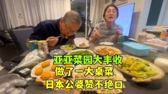 Скачать видео: 亚亚菜园大丰收，给日本公婆做了一大桌美食：这也太美味了！