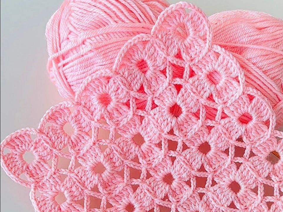 【钩针编织】-铜钱花样毯子垫子钩织教程