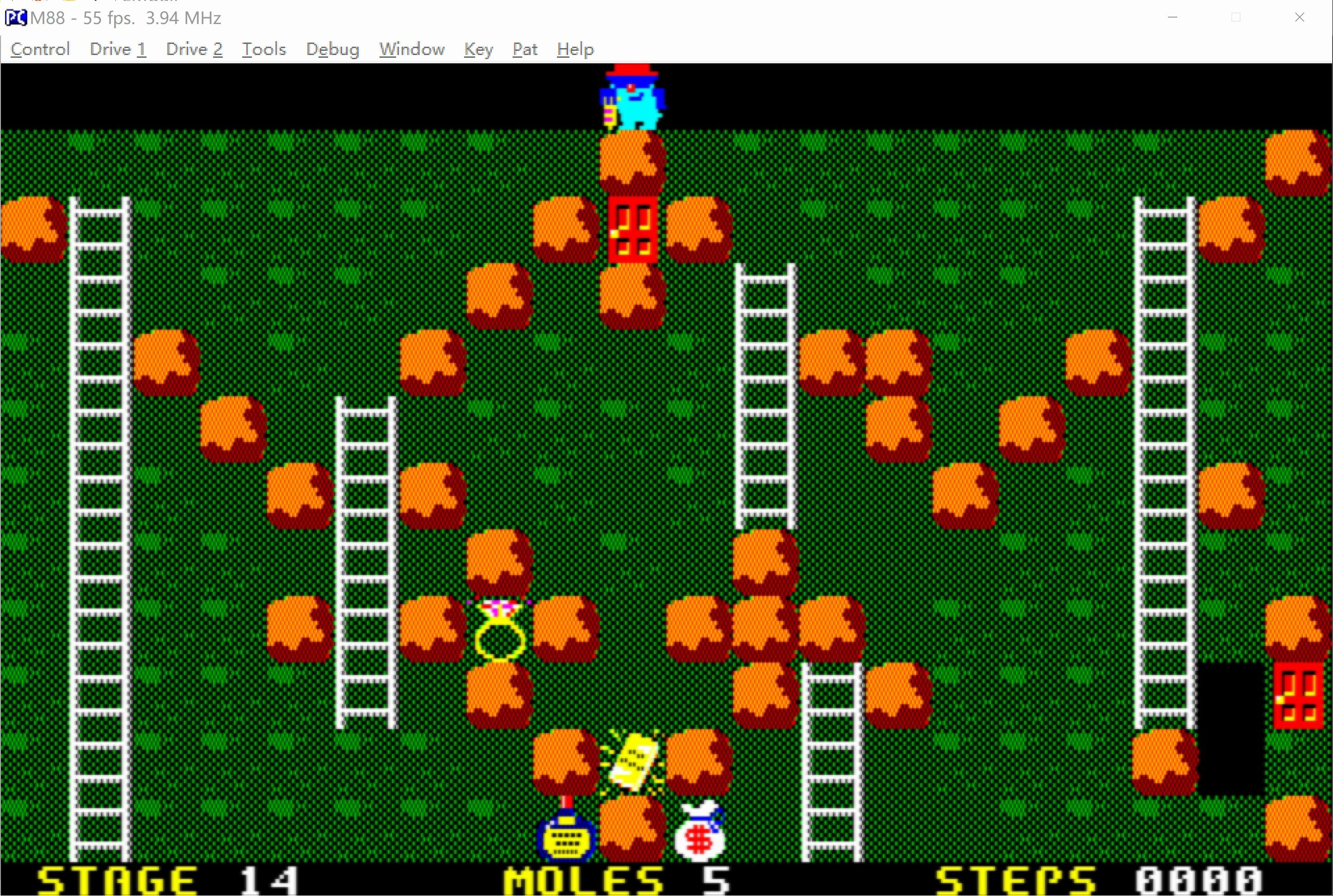 mole mole2专家模式第14关(pc88,1986年4月)难易度:中 ,附下一关预告