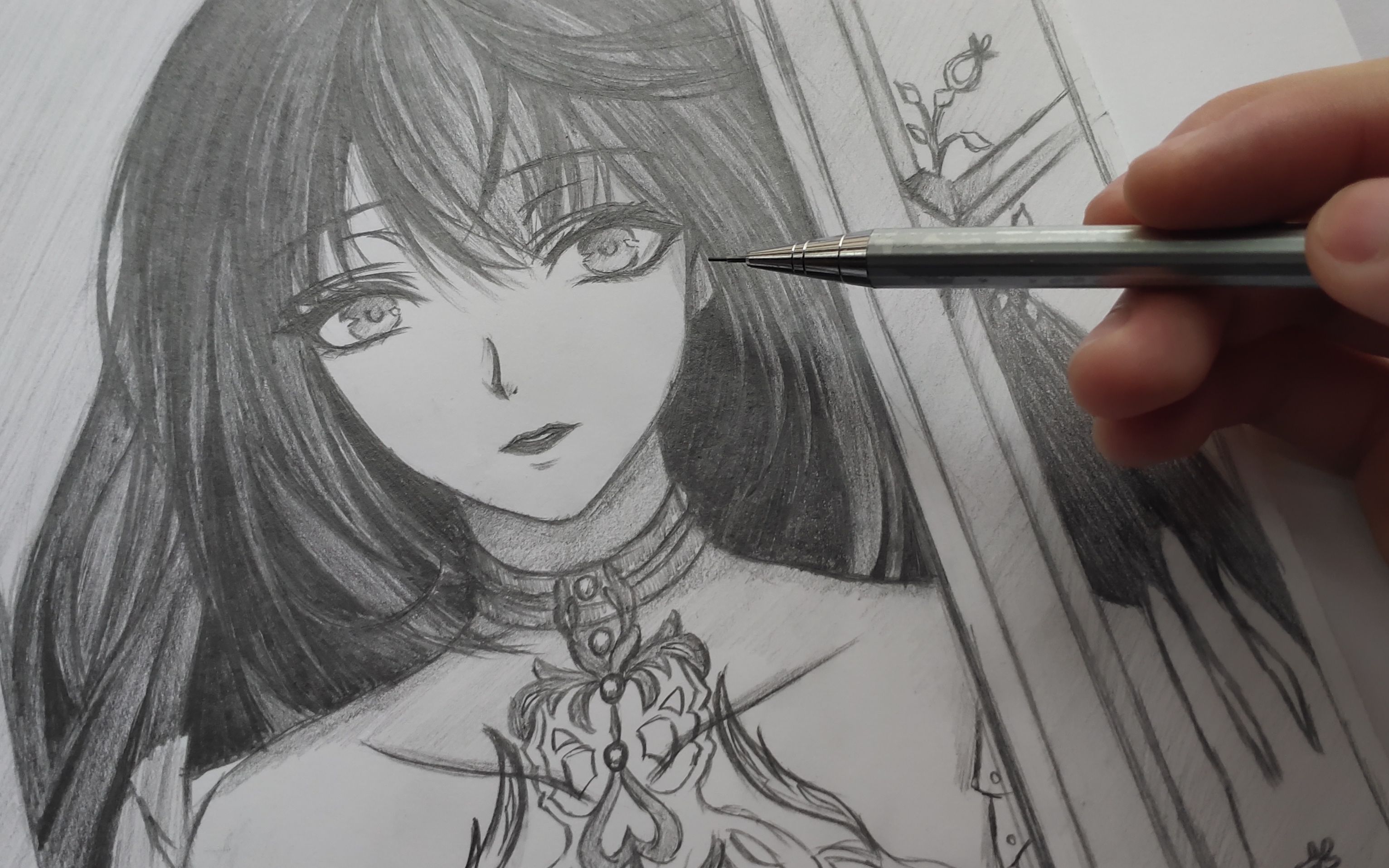 临摹给我一只笔还你莉莉斯女王铅笔画