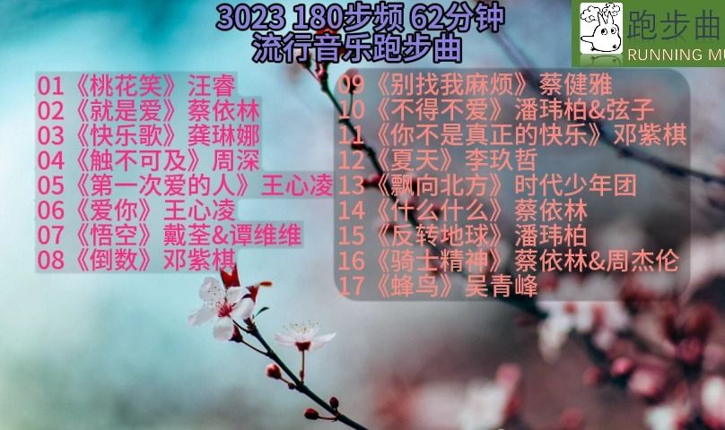 [图]3023 180步频 62分钟 流行音乐跑步曲