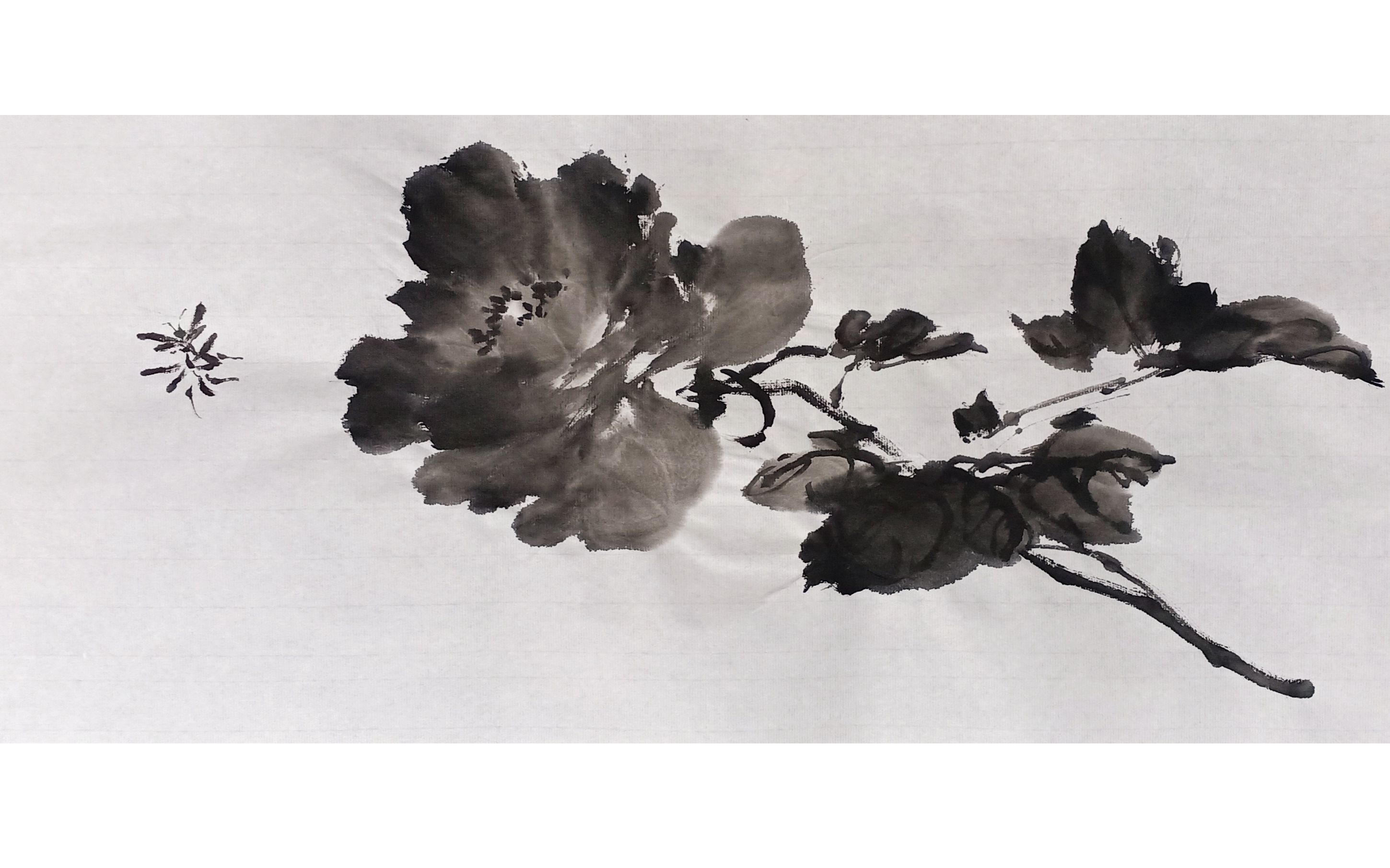 郁之写意水墨牡丹