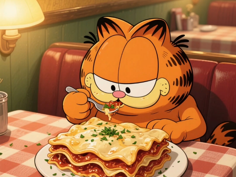 加菲猫吃千层面