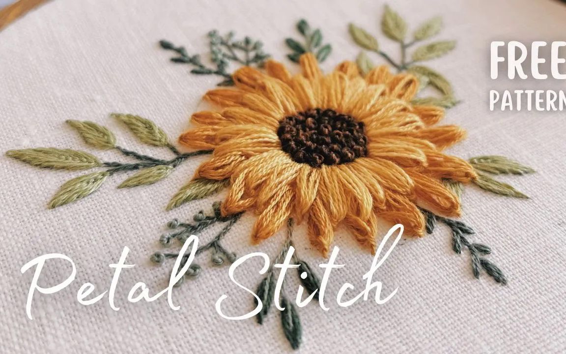 【pattes de velours】向日葵刺绣教程sunflower embroidery