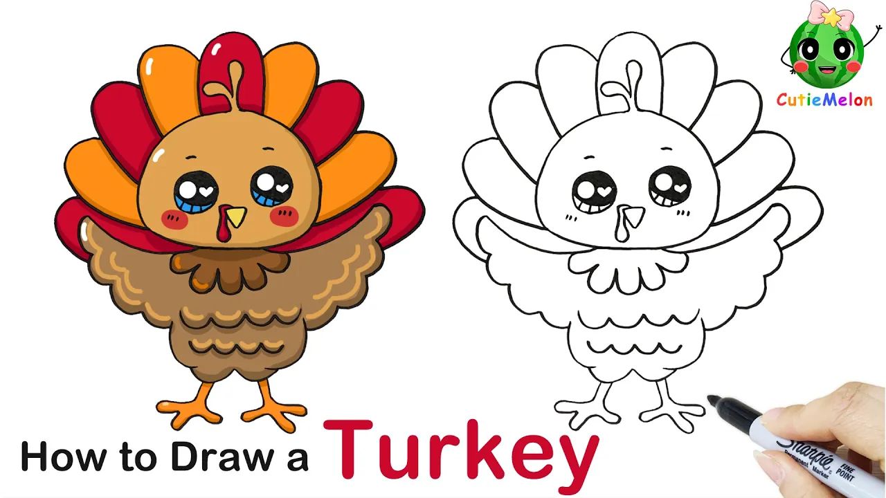 儿童简笔画感恩节火鸡0515how to draw a cute turkey for thanks