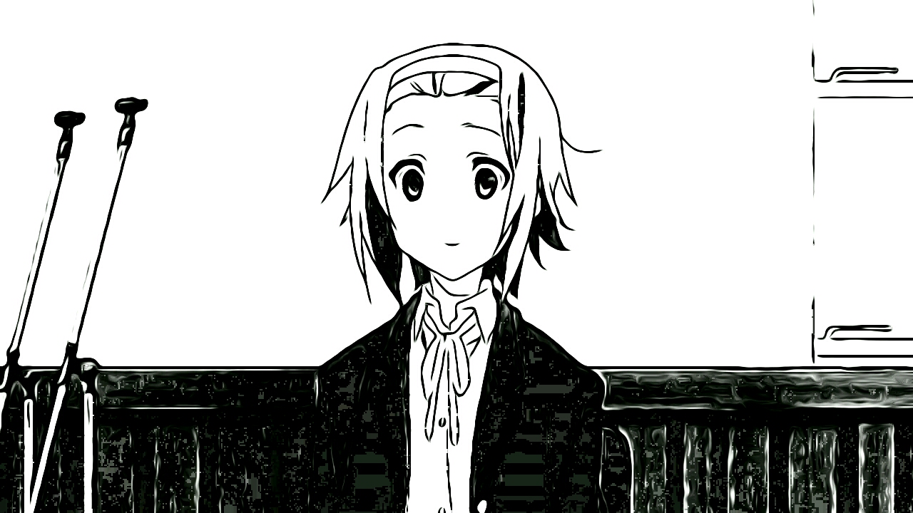 轻音少女黑白画