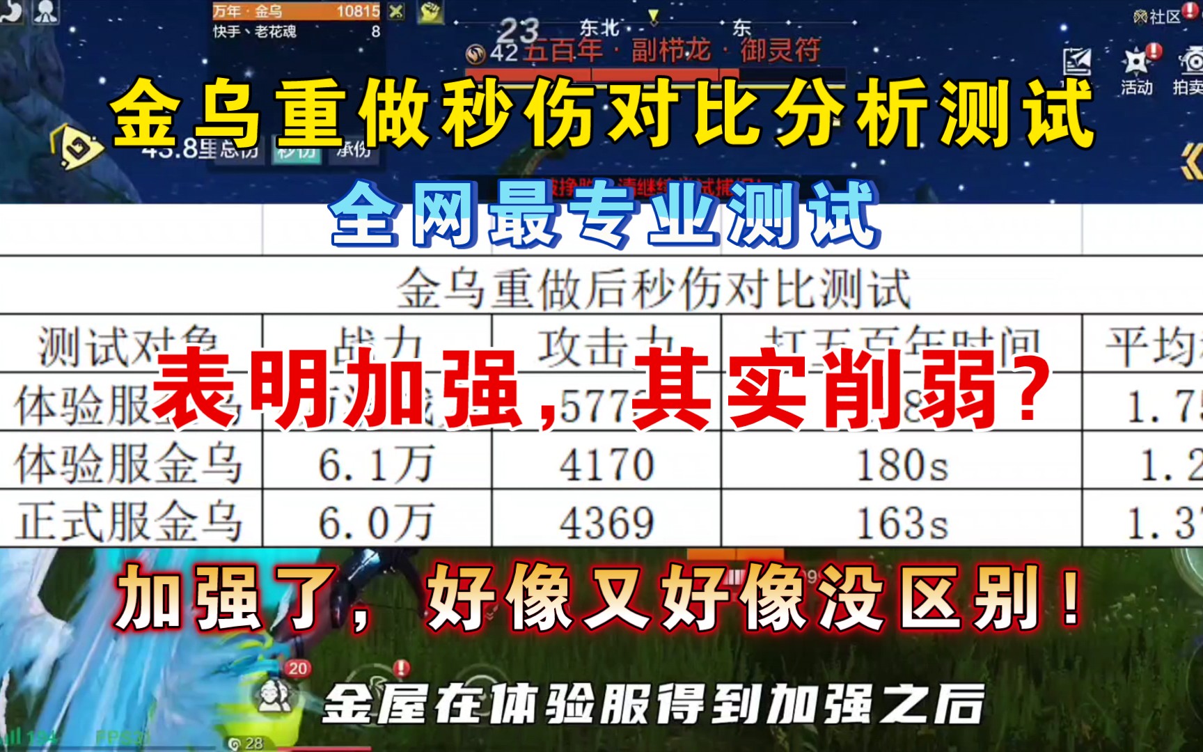 【妄想山海】金乌重做后秒伤对比分析测试!!!全网最专业测试,表面加强,实际上削弱?你敢信?哔哩哔哩bilibili教学