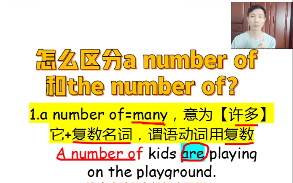 第2集零基础学英语语法:怎么区分a number of和the number of?棒棒老师教你一招,轻松搞定,不会再搞错,建议收藏哔哩哔哩bilibili