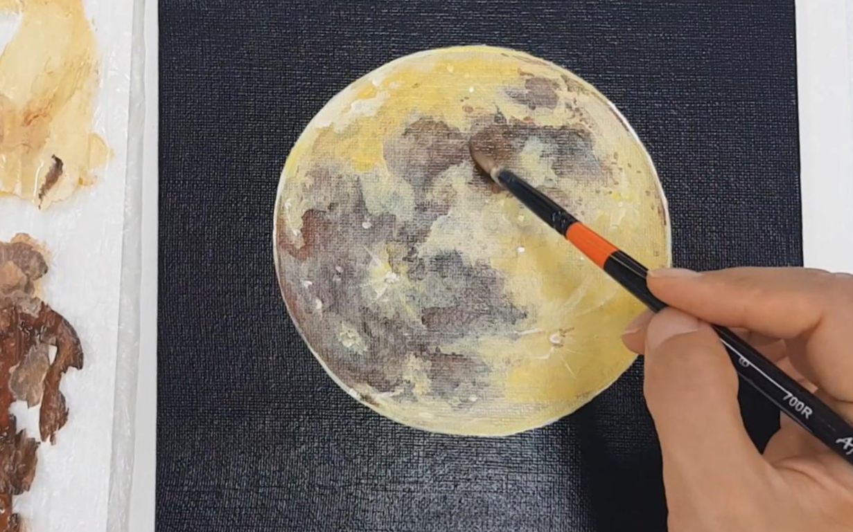 丙烯画绘画教程月球acrylicmoonpainting
