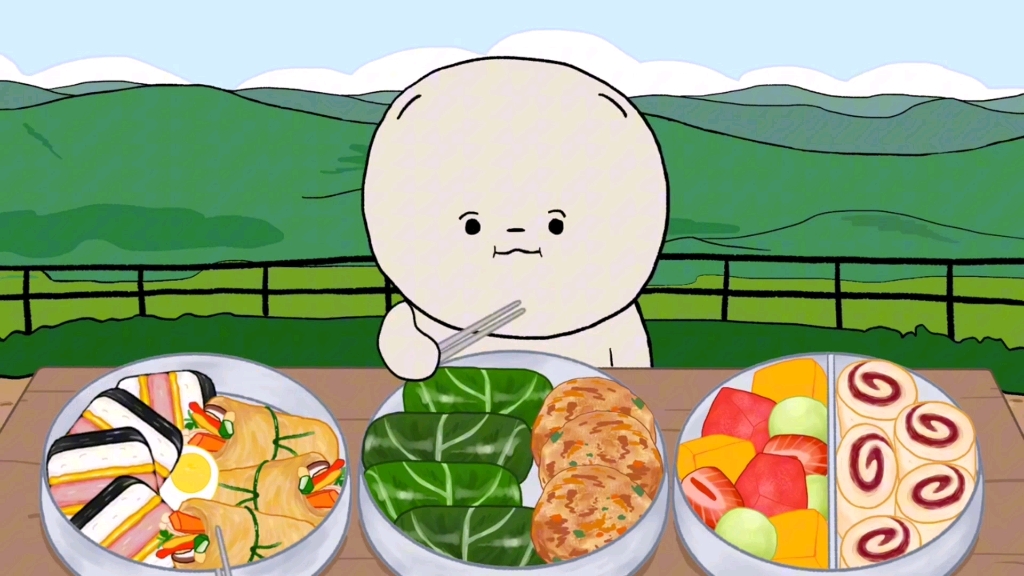 吃便当吃播动画视频