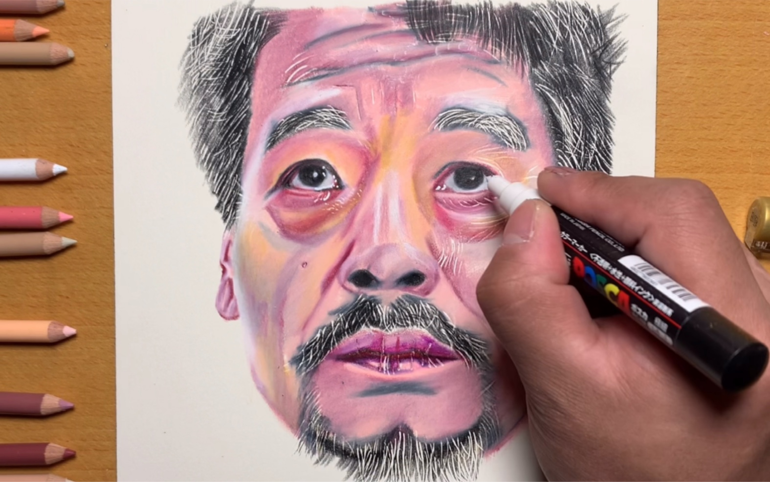 活动作品彩铅手绘达叔一路走好