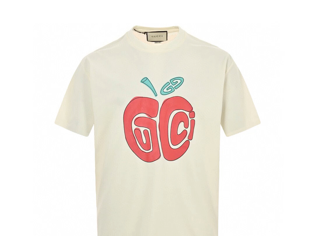 分享一下高仿gucci/古驰24ss苹果印花短袖最新get it胶囊插画师联名