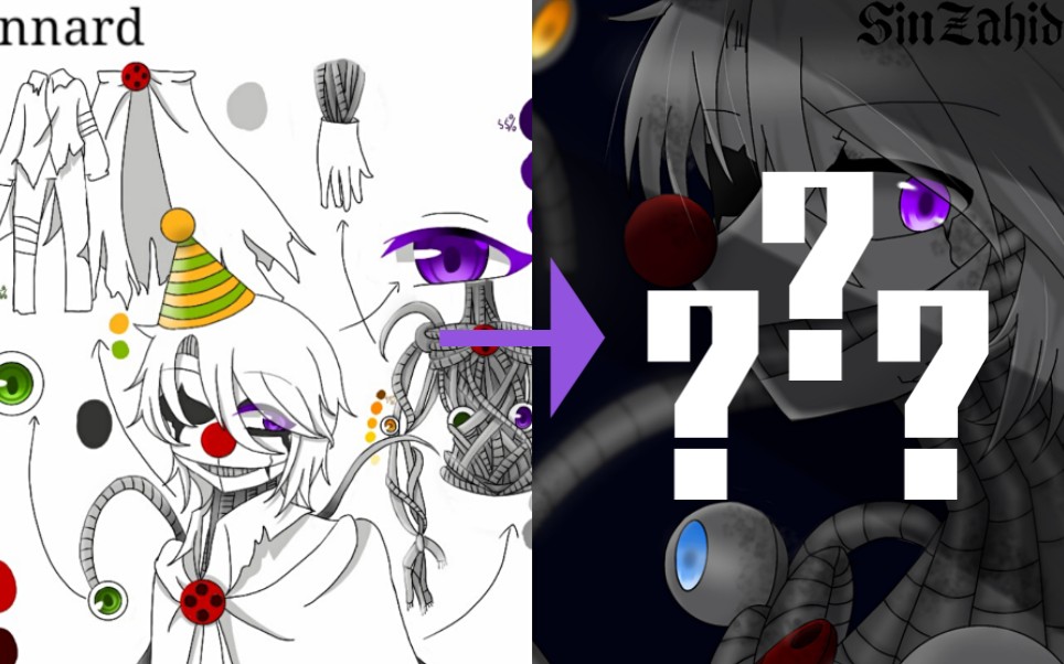 【指绘】重绘一年前fnaf姐妹地点ennard的自设_哔哩哔哩_bilibili