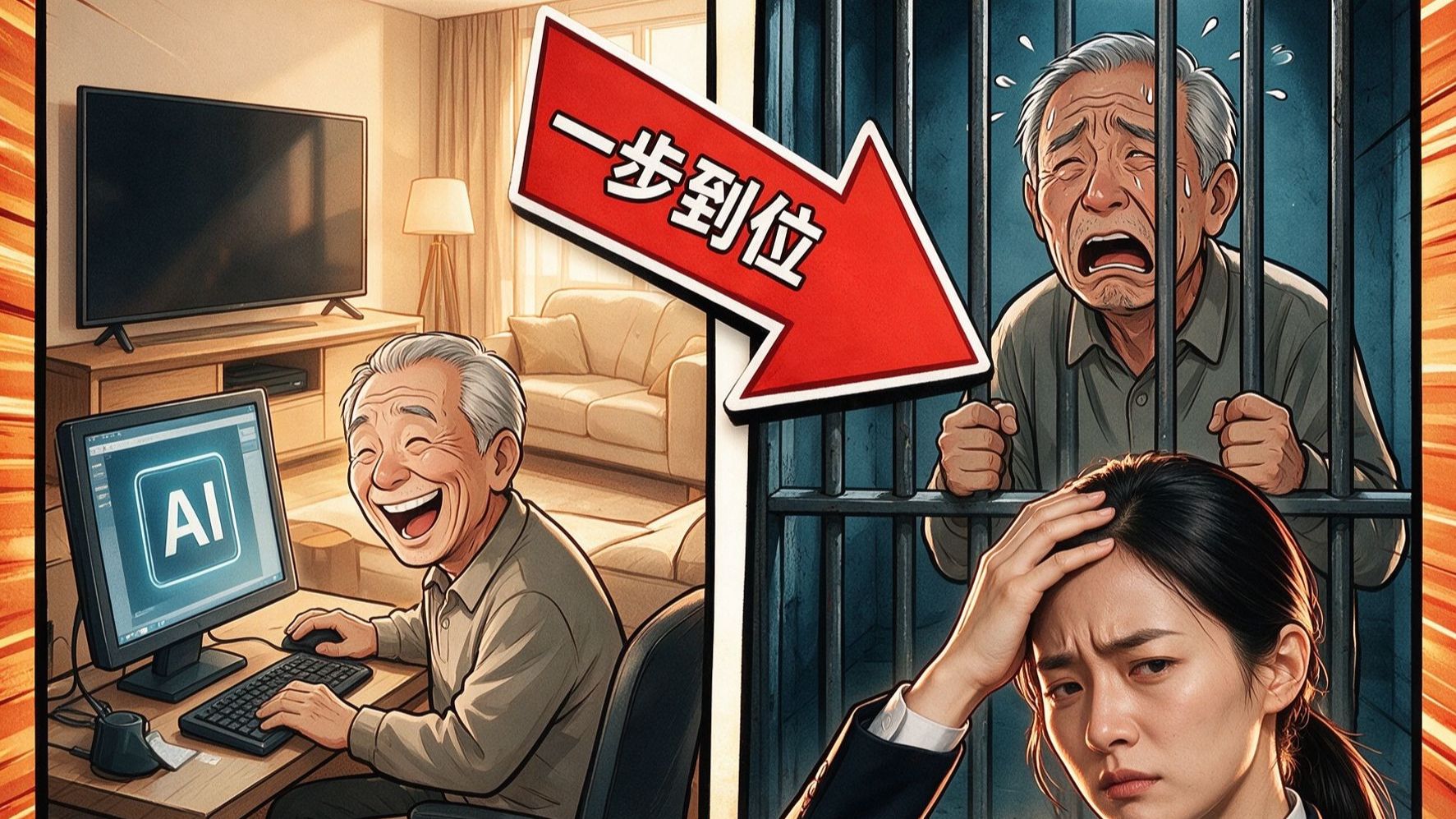 60岁大爷用AI造谣，喜提拘留😅