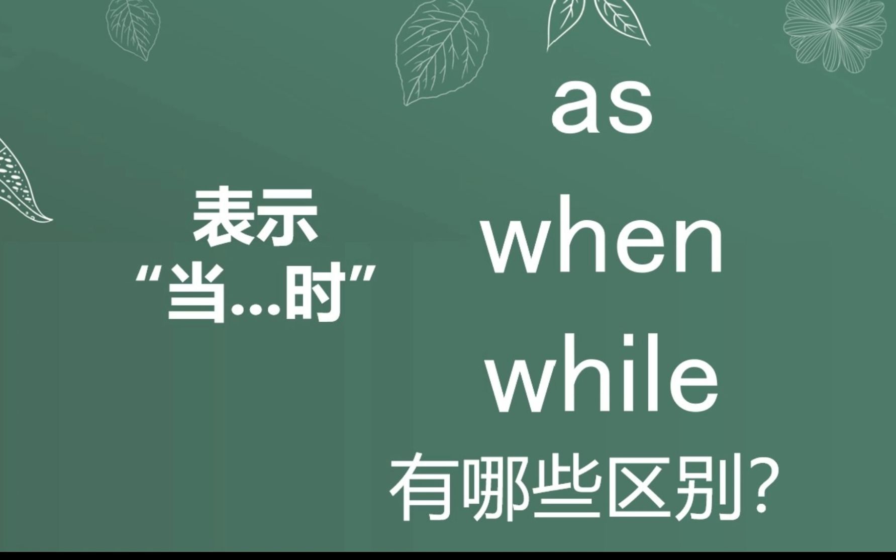 表示“当...时”as/when/while有何区别?哔哩哔哩bilibili