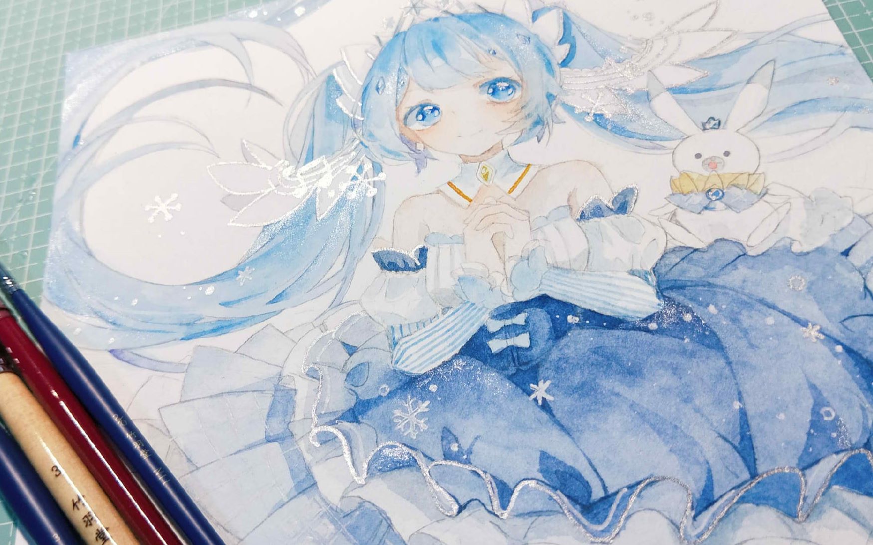水彩画个可爱的雪初音竹羽堂毛笔测评