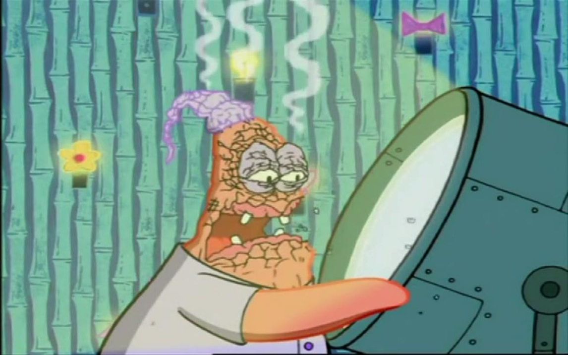 海绵宝宝打开超强功率聚光灯温度太高把派大星烤干了