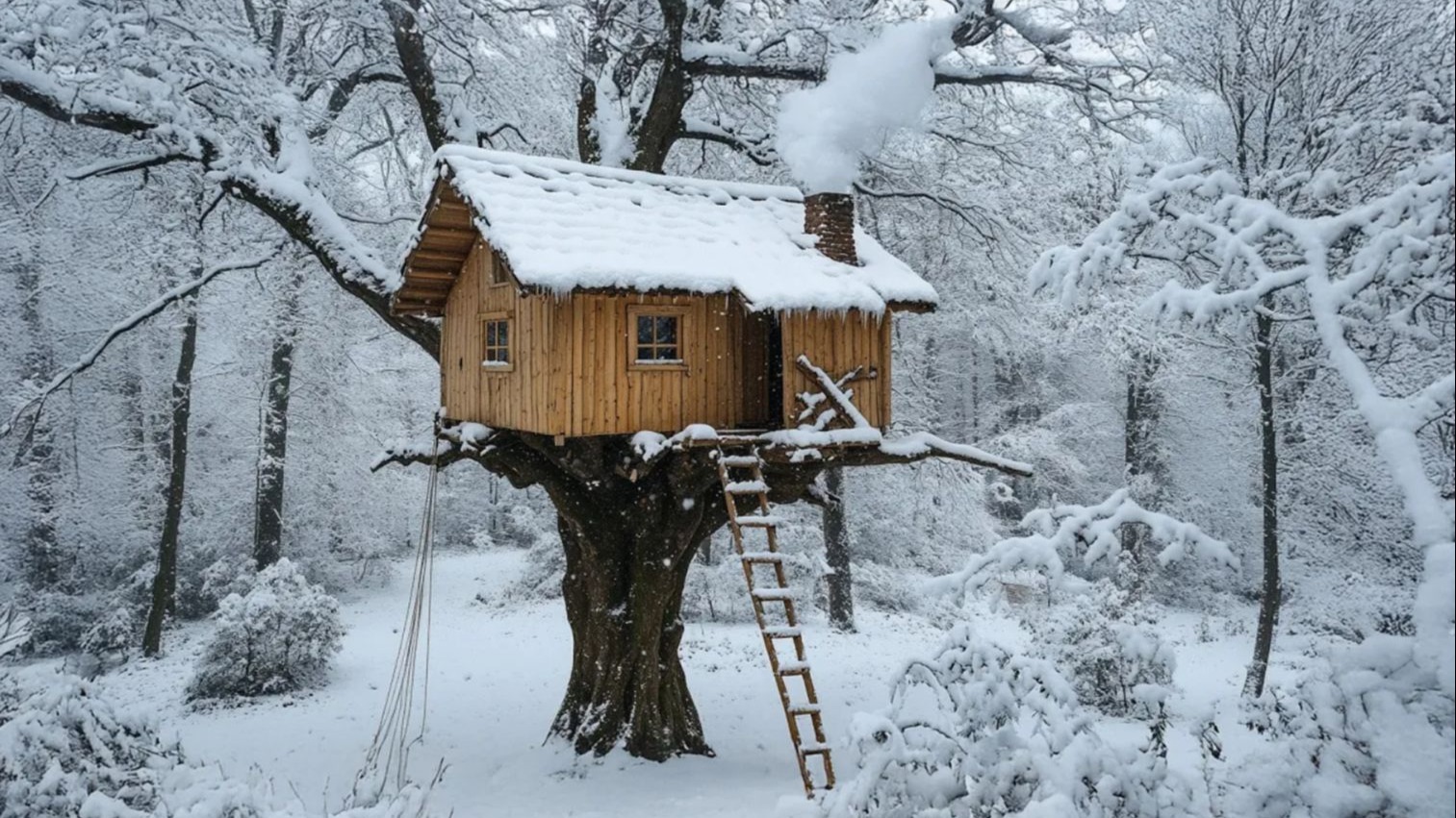 他在森林里建了两座房子,一座扎根地面,一座悬挂树枝!