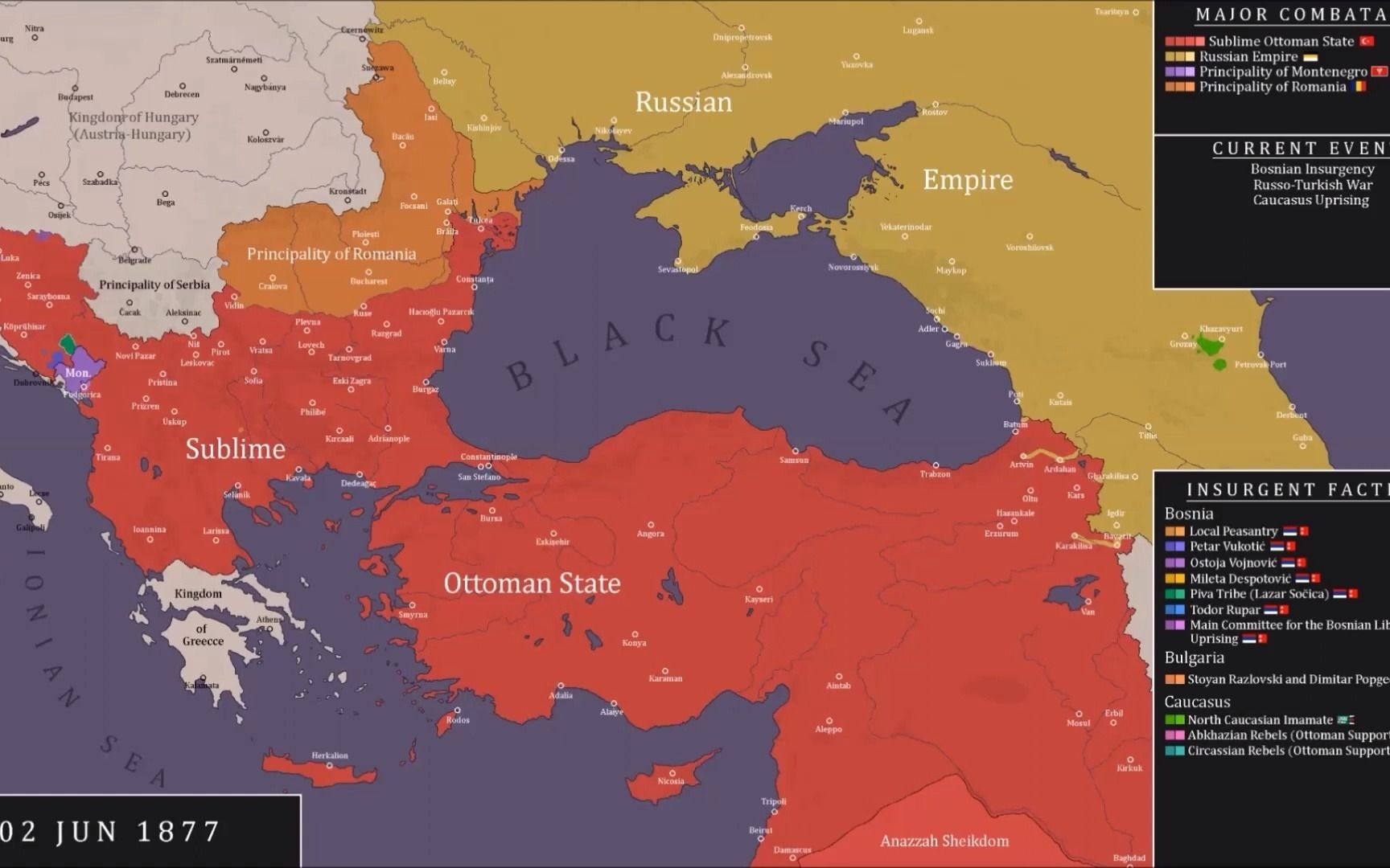 [图]【历史地图】奥斯曼帝国的衰亡1875-1878