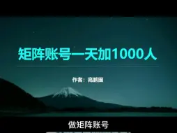 Download Video: 矩阵账号一天加1000人！！