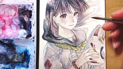 透明水彩 イラストメイキング 菱狐 Watercolor Painting 哔哩哔哩 Bilibili