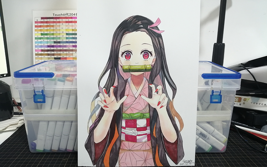 『马克笔』国产touch6代画一个鬼灭之刃·祢豆子