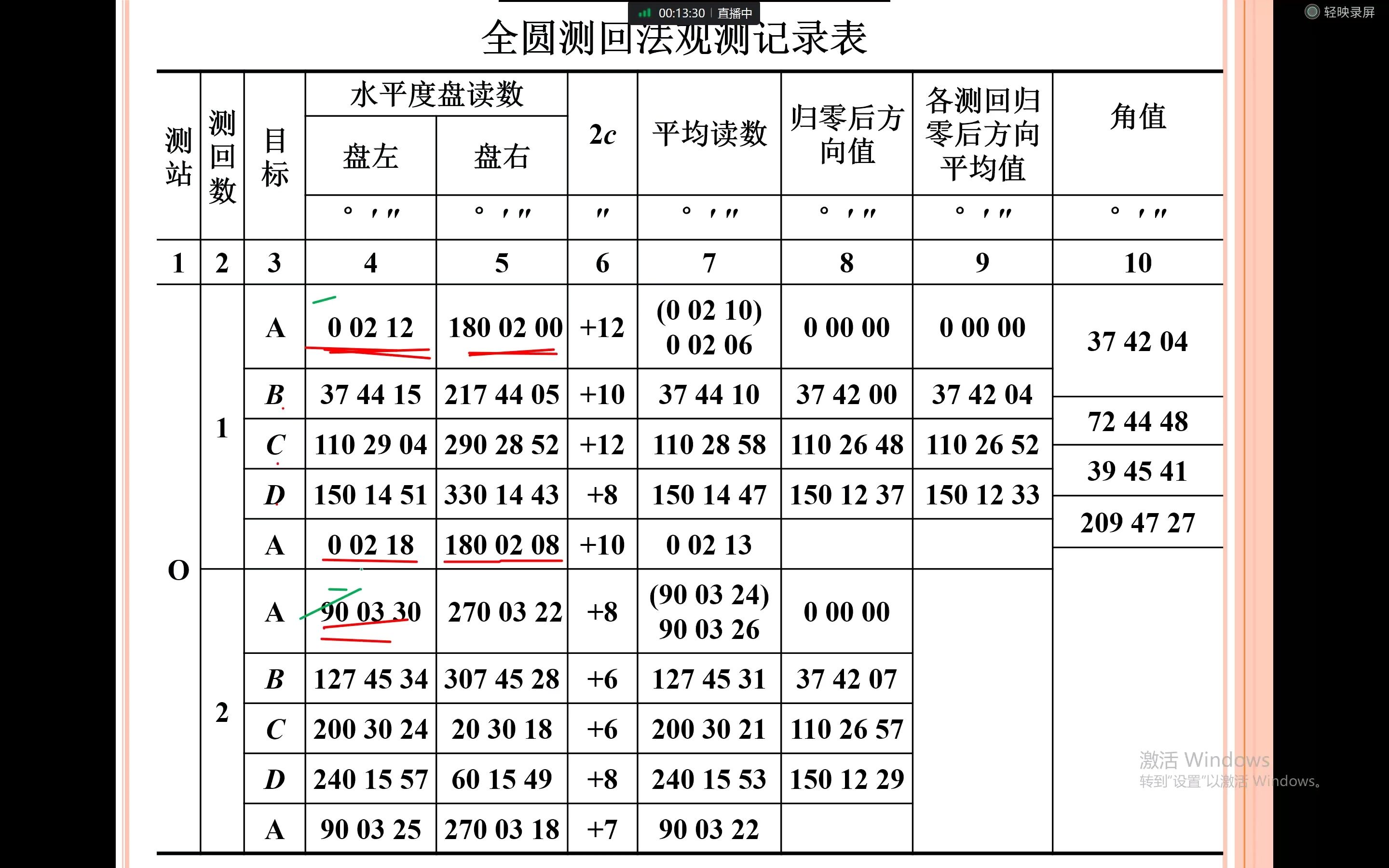 全圆测回法观测手簿的计算哔哩哔哩bilibili