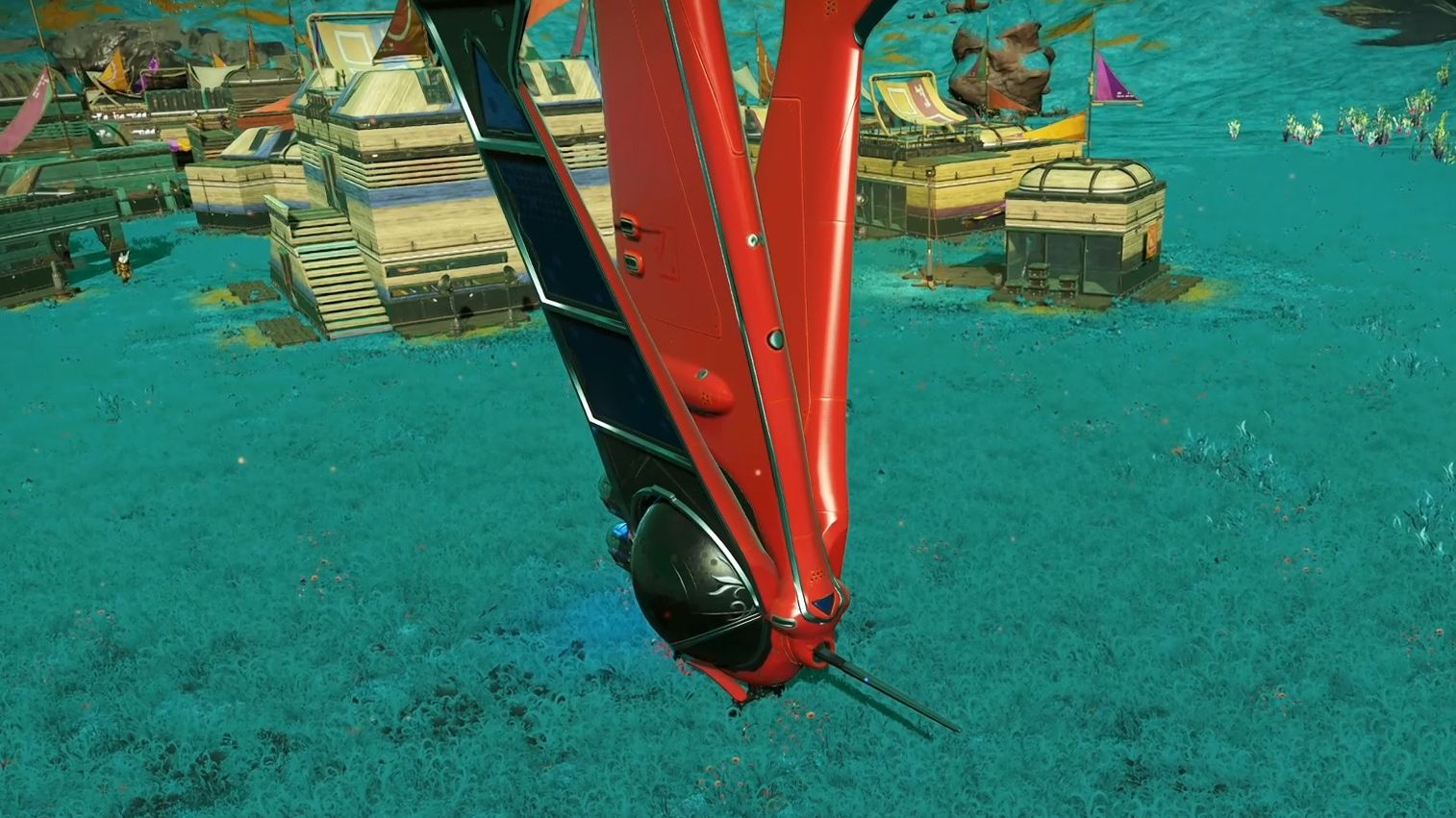 【无人深空】分享一个异星飞船 红色 3翼2喷