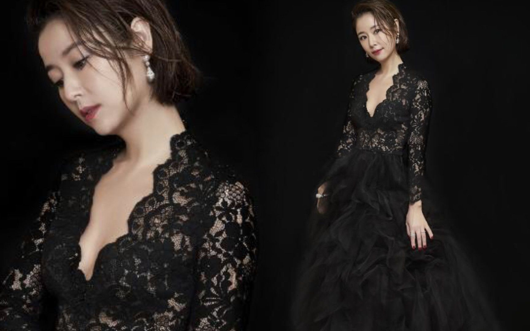 林心如当妈后越来越豪放!穿深v蕾丝镂空裙大秀身材,华哥管管吧